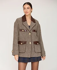 Avec Les Filles Women's Combo Spread Collar Coat