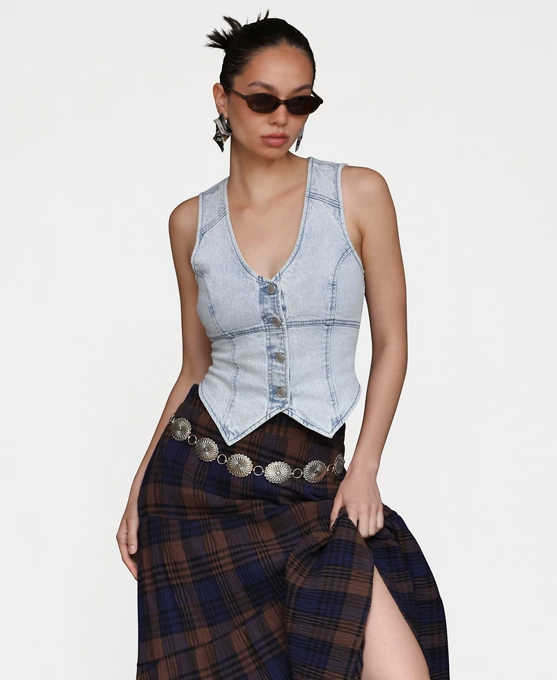 Avec Les Filles Women's Fitted Peak Hem Vest