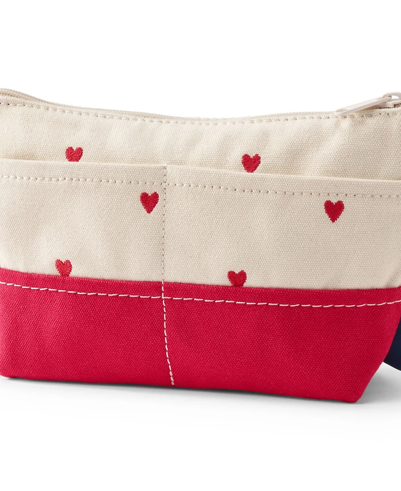 Lands' End Embroidered Zipper Canvas Pouch