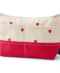 Lands' End Embroidered Zipper Canvas Pouch