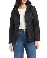 kate Spade new york Women's Short Flower Quilted Jacket With Hood