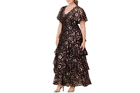 Kiyonna Women's Mon Ange Tiered Lace Evening Gown