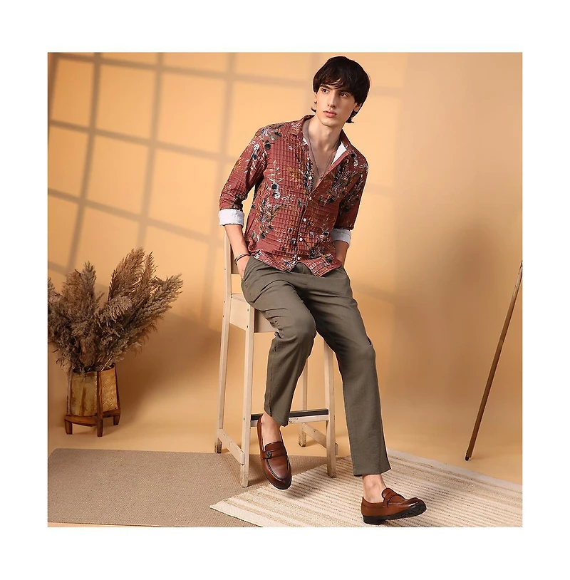 Campus Sutra Sunflower-Waffle Shirt