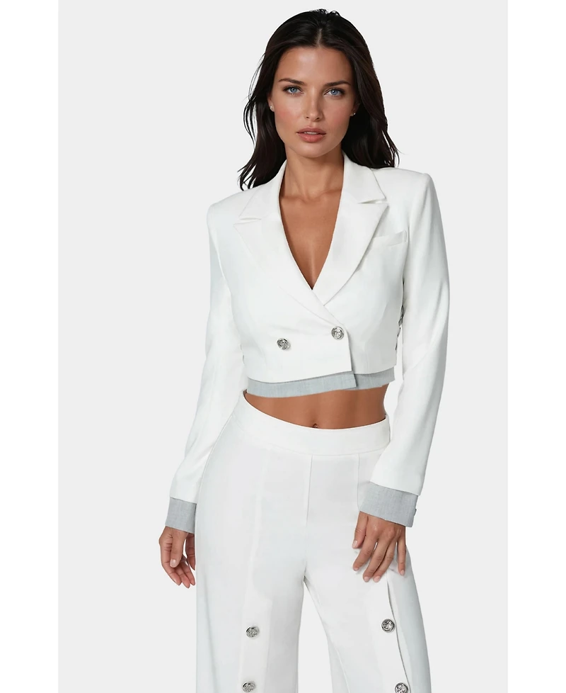 Bebe Cropped Eyelet Blazer