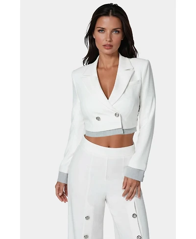Bebe Cropped Eyelet Blazer