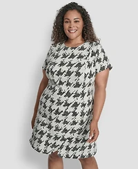 Dkny Plus Jewel Neck Rivets Sheath Short Dress