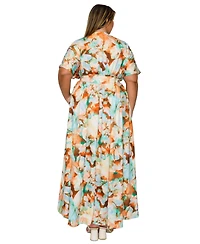 L I V D Women's Plus Minoa Floral Empire Waist Dress