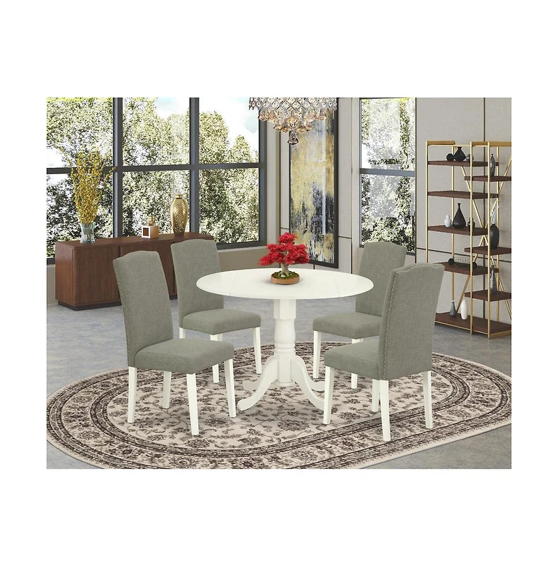 East West Furniture Dining Room Set Linen White