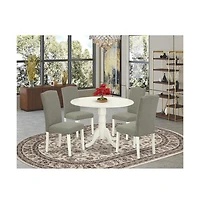 East West Furniture Dining Room Set Linen White