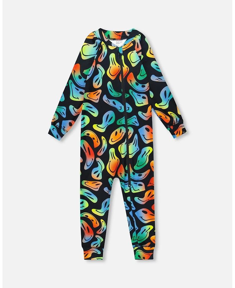 Deux par Deux Baby Boys One-Piece Thermal Underwear Smiley Face