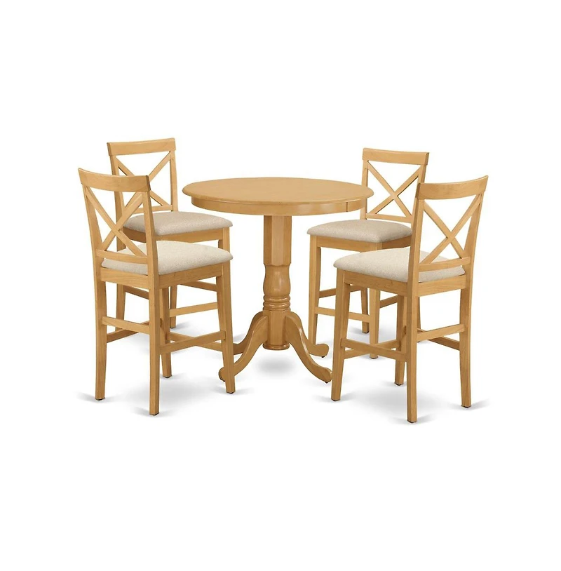 East West Furniture 5 Pc Dining counter height set-pub Table and 4 counter height stool