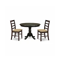 East West Furniture 3 Pc small Kitchen Table set-Dining Table and 2 Dinette Chairs