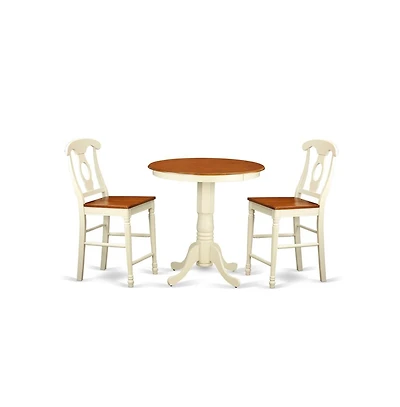 East West Furniture 3 Pc counter height Dining room set - counter height Table and 2 Dining Chairs