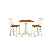 East West Furniture 3 Pc counter height Dining room set - counter height Table and 2 Dining Chairs
