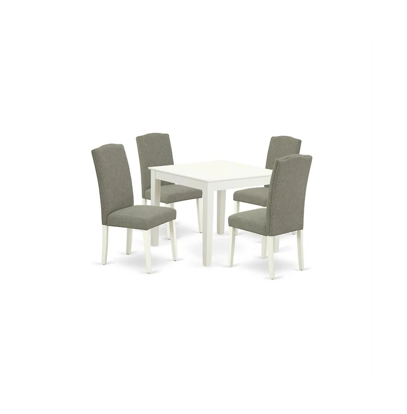 East West Furniture Dining Room Set Linen White