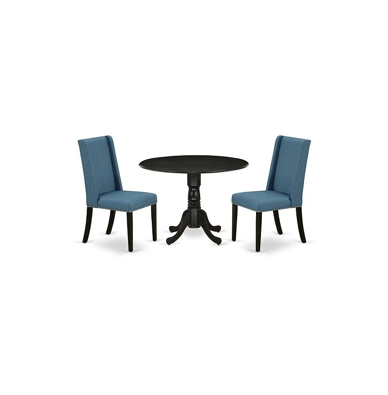 East West Furniture Dining Room Set Wirebrushed Black