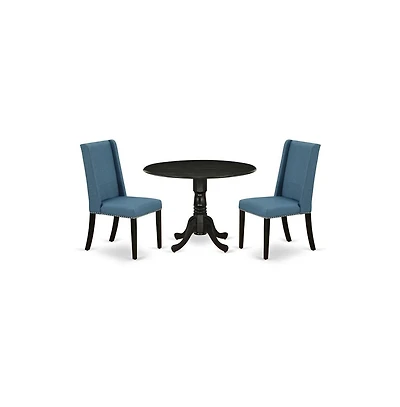 East West Furniture Dining Room Set Wirebrushed Black