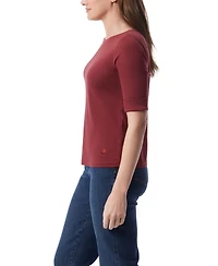 Gloria Vanderbilt Women's Alanis Boat Neck Elbow-Sleeve T-Shirt