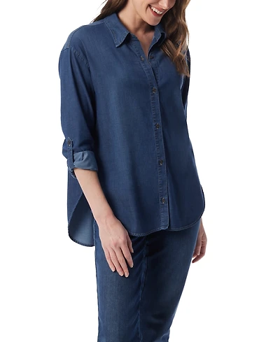 Gloria Vanderbilt Women's Amanda Roll-Tab-Sleeve Button-Front Shirt