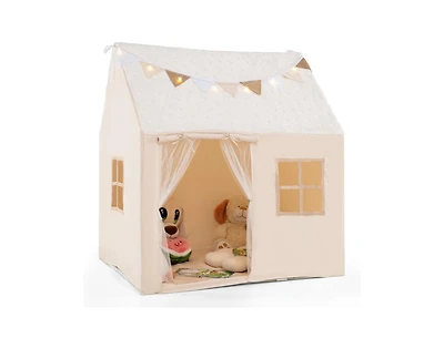 Kids Large Play Tent Playhouse with Glow in the Dark Stars and Mat