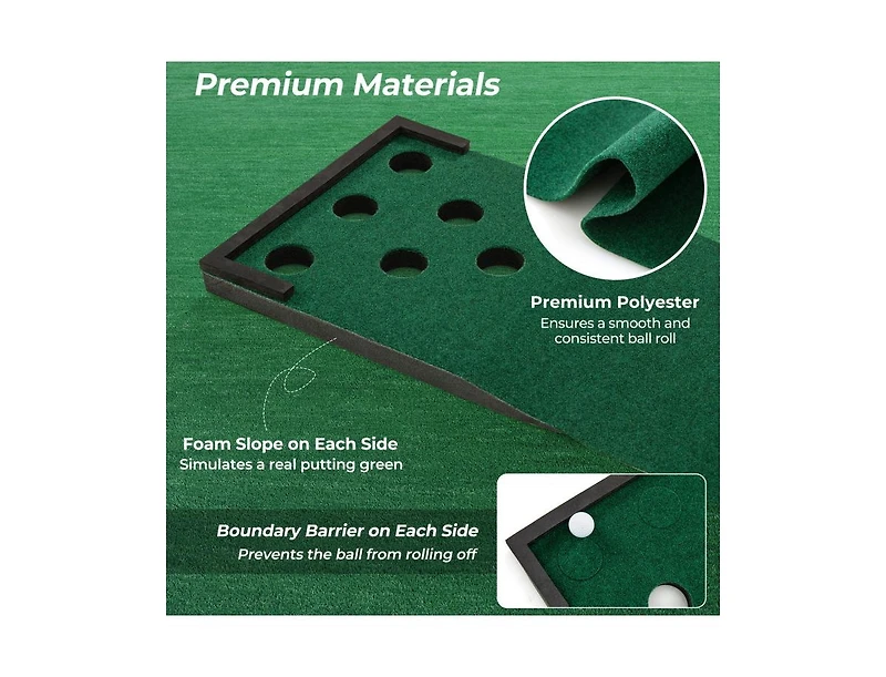 11 Feet Indoor Outdoor Putting Green Mat with 2 Adjustable Putters and 6 Balls