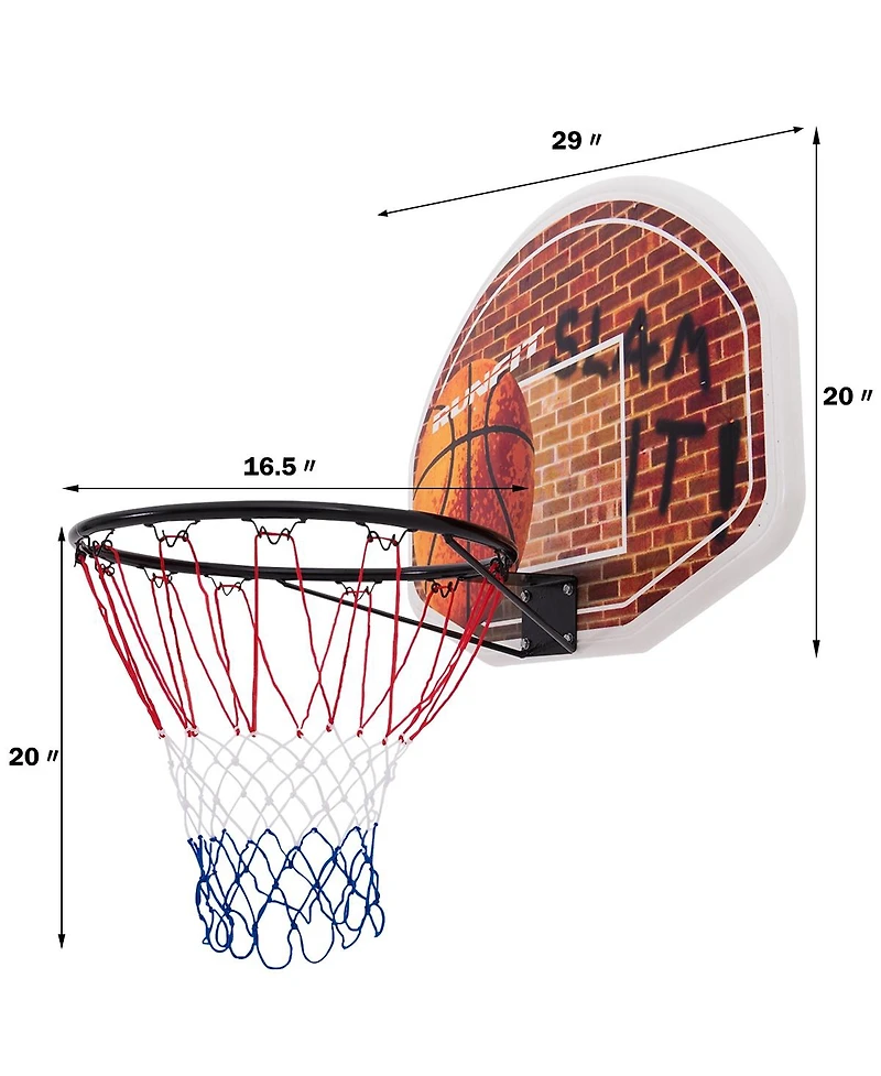 Wall Mounted Fan Backboard with Basketball Hoop and 2 Nets for Indoor/Outdoor Play