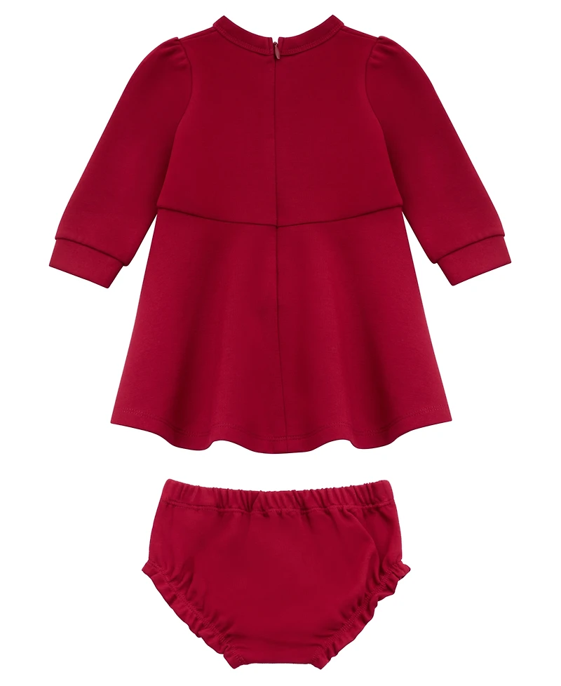 Guess Baby Girls 2-Piece Ponte Long Sleeve Dress and Bloomer Set