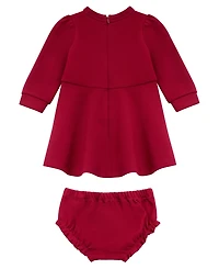 Guess Baby Girls 2-Piece Ponte Long Sleeve Dress and Bloomer Set
