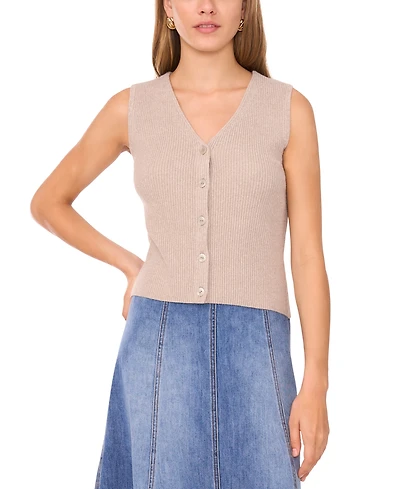 1.state Women's V Neck Button Up Sweater Vest