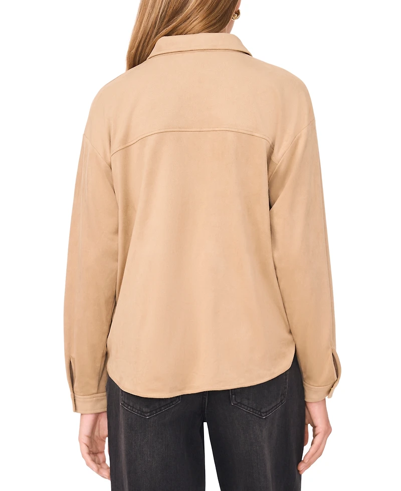 1.state Women's Long Sleeve Suede Shirt