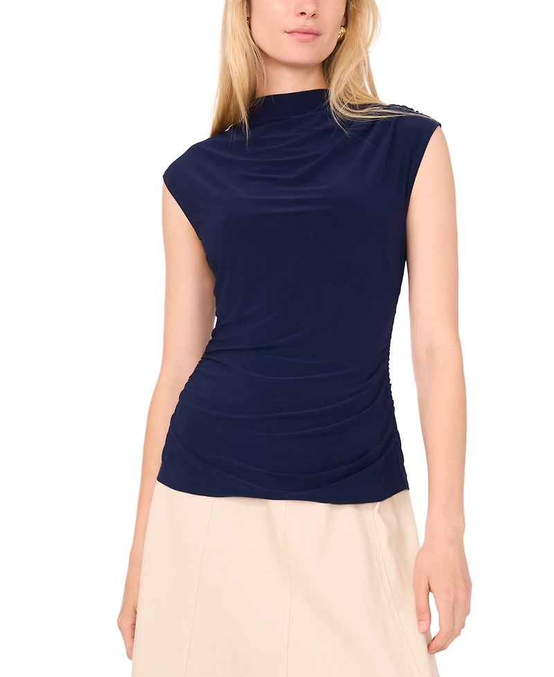 1.state Women's Draped Sleeve Mock Neck Knit Top