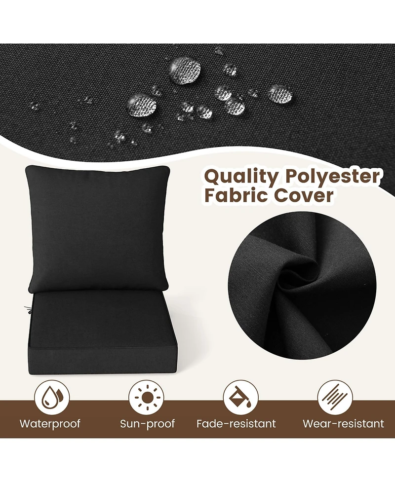 Gymax 2PCS Deep Seat Chair Cushion Pads Set Indoor/Outdoor w/ Rope Belts