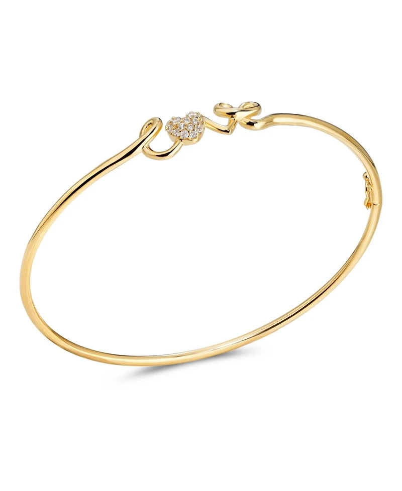 Devata Love Script Bangle Bracelet in 14K Gold, Fits Small Wrist, approx. 3.7 grams