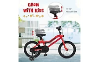 16 Inch Kids Bike with Led Lights, Adjustable Carbon Steel Frame for Ages 4-7
