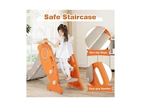 4-in-1 Indoor Slide for Kids Age 3+ with Basketball Hoop and Rings