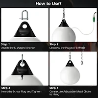 21 Inch Water Punching Bag with Adjustable Metal Chain - White