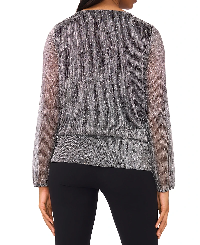 Msk Women's Long Sleeve Keyhole Detail Blouson Top