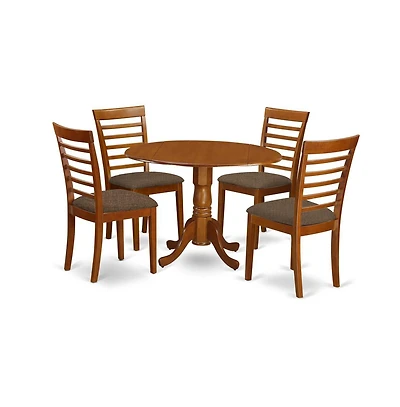 East West Furniture 5 Pc small Kitchen Table and Chairs set-round Kitchen Table and 4 Kitchen Chairs