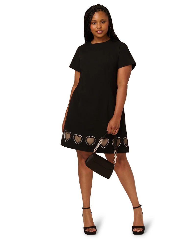 Adrianna Plus Women's Beaded Knit Crepe Sheath Dress