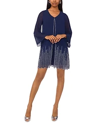 Msk Women's V-Neck Long Sleeve Midi Dress