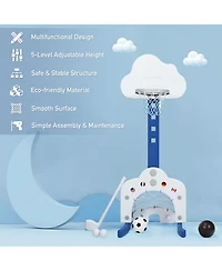 Akiudex 3-in-1 Kids Basketball Hoop Set with Balls