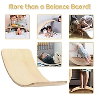 Wooden Wobble Balance Board Kids 35 Inch Rocker Yoga Curvy Board with Felt Layer