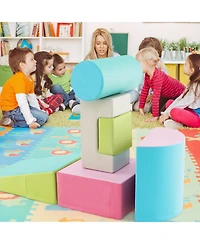 6-Piece Foam Climbing Blocks Indoor Climb and Crawl Activity Playset with Rectangles