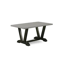 East West Furniture 5-Piece Awesome Dining Room Table Set a Good Cement Color Wood Dining Table Top and 4 Awesome Linen Fabric Parson Chairs with Styl