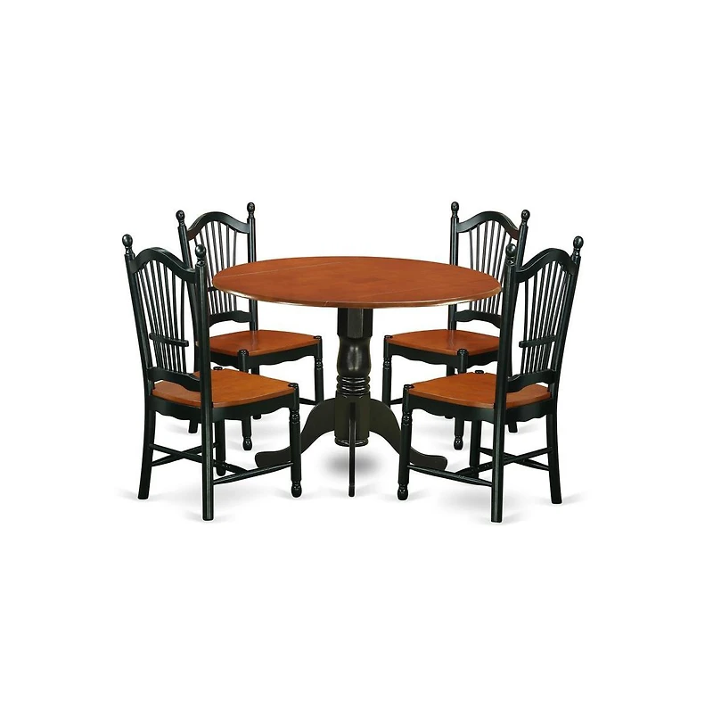 East West Furniture Dining Room Set Black & Cherry
