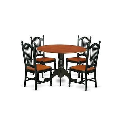 East West Furniture Dining Room Set Black & Cherry