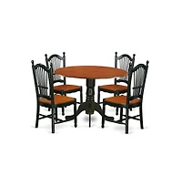 East West Furniture Dining Room Set Black & Cherry