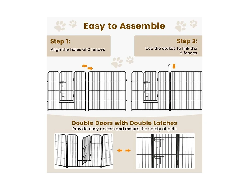 16 Panel Dog Playpen with Lock and Large Door