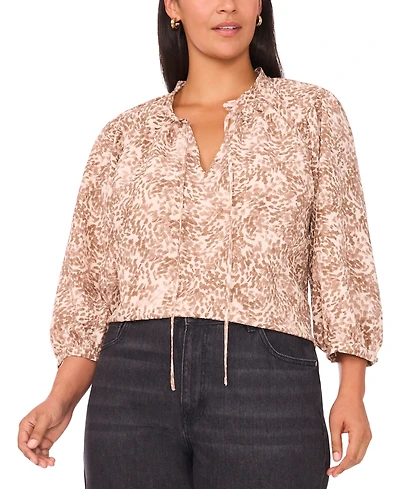 Vince Camuto Plus Peasant Split Neck Blouse