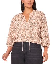 Vince Camuto Plus Peasant Split Neck Blouse